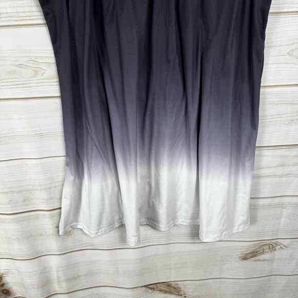 Black to White Tie Dye Lace Gradient V-Neck Sleeveless Beach Mini Dress Size 5XL - Picture 5 of 9